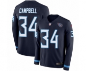 Men's Nike Tennessee Titans #34 Earl Campbell Limited Navy Blue Therma Long Sleeve NFL Jersey