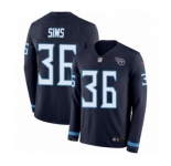 Men's Nike Tennessee Titans #36 LeShaun Sims Limited Navy Blue Therma Long Sleeve NFL Jersey
