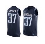 Men's Nike Tennessee Titans #37 Johnathan Cyprien Limited Navy Blue Player Name & Number Tank Top Tank Top NFL Jersey