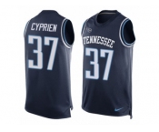 Men's Nike Tennessee Titans #37 Johnathan Cyprien Limited Navy Blue Player Name & Number Tank Top Tank Top NFL Jersey