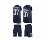 Men's Nike Tennessee Titans #37 Johnathan Cyprien Limited Navy Blue Tank Top Suit NFL Jersey