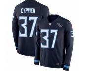 Men's Nike Tennessee Titans #37 Johnathan Cyprien Limited Navy Blue Therma Long Sleeve NFL Jersey