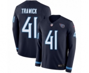 Men's Nike Tennessee Titans #41 Brynden Trawick Limited Navy Blue Therma Long Sleeve NFL Jersey