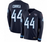 Men's Nike Tennessee Titans #44 Kamalei Correa Limited Navy Blue Therma Long Sleeve NFL Jersey
