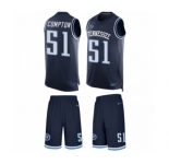 Men's Nike Tennessee Titans #51 Will Compton Limited Navy Blue Tank Top Suit NFL Jersey