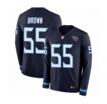 Men's Nike Tennessee Titans #55 Jayon Brown Limited Navy Blue Therma Long Sleeve NFL Jersey