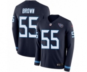 Men's Nike Tennessee Titans #55 Jayon Brown Limited Navy Blue Therma Long Sleeve NFL Jersey