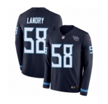 Men's Nike Tennessee Titans #58 Harold Landry Limited Navy Blue Therma Long Sleeve NFL Jersey