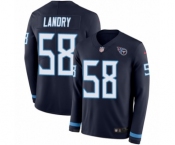 Men's Nike Tennessee Titans #58 Harold Landry Limited Navy Blue Therma Long Sleeve NFL Jersey