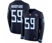 Men's Nike Tennessee Titans #59 Wesley Woodyard Limited Navy Blue Therma Long Sleeve NFL Jersey
