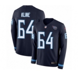 Men's Nike Tennessee Titans #64 Josh Kline Limited Navy Blue Therma Long Sleeve NFL Jersey