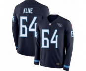 Men's Nike Tennessee Titans #64 Josh Kline Limited Navy Blue Therma Long Sleeve NFL Jersey