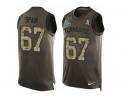 Men's Nike Tennessee Titans #67 Quinton Spain Limited Green Salute to Service Tank Top NFL Jersey