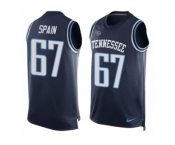 Men's Nike Tennessee Titans #67 Quinton Spain Limited Navy Blue Player Name & Number Tank Top NFL Jersey