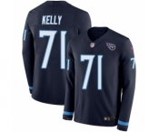 Men's Nike Tennessee Titans #71 Dennis Kelly Limited Navy Blue Therma Long Sleeve NFL Jersey