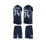 Men's Nike Tennessee Titans #74 Bruce Matthews Limited Navy Blue Tank Top Suit NFL Jersey