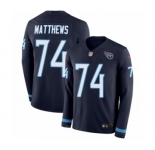Men's Nike Tennessee Titans #74 Bruce Matthews Limited Navy Blue Therma Long Sleeve NFL Jersey