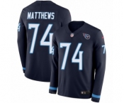 Men's Nike Tennessee Titans #74 Bruce Matthews Limited Navy Blue Therma Long Sleeve NFL Jersey