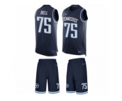Men's Nike Tennessee Titans #75 Byron Bell Limited Navy Blue Player Name & Number Tank Top Tank Top NFL Jersey
