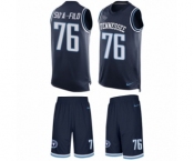 Men's Nike Tennessee Titans #76 Xavier Su'a-Filo Limited Navy Blue Tank Top Suit NFL Jersey