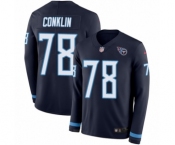Men's Nike Tennessee Titans #78 Jack Conklin Limited Navy Blue Therma Long Sleeve NFL Jersey