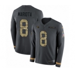 Men's Nike Tennessee Titans #8 Marcus Mariota Limited Black Salute to Service Therma Long Sleeve NFL Jersey