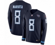 Men's Nike Tennessee Titans #8 Marcus Mariota Limited Navy Blue Therma Long Sleeve NFL Jersey