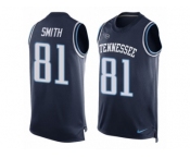 Men's Nike Tennessee Titans #81 Jonnu Smith Limited Navy Blue Player Name & Number Tank Top Tank Top NFL Jersey