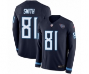 Men's Nike Tennessee Titans #81 Jonnu Smith Limited Navy Blue Therma Long Sleeve NFL Jersey