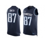 Men's Nike Tennessee Titans #87 Jonnu Smith Limited Navy Blue Player Name & Number Tank Top Tank Top NFL Jersey