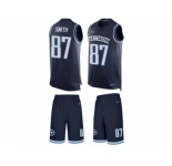 Men's Nike Tennessee Titans #87 Jonnu Smith Limited Navy Blue Tank Top Suit NFL Jersey