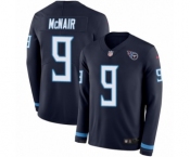 Men's Nike Tennessee Titans #9 Steve McNair Limited Navy Blue Therma Long Sleeve NFL Jersey