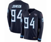 Men's Nike Tennessee Titans #94 Austin Johnson Limited Navy Blue Therma Long Sleeve NFL Jersey