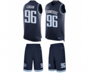 Men's Nike Tennessee Titans #96 Bennie Logan Limited Navy Blue Tank Top Suit NFL Jersey