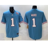 Men's Tennessee Titans #1 Cameron Ward Blue 2025 Draft F.U.S.E. 1997 Throwback Patch Vapor Limited Football Stitched Jersey