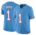 Men's Tennessee Titans #1 Cameron Ward Blue 2025 Draft F.U.S.E. Throwback Vapor Limited Football Stitched Jersey
