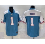 Men's Tennessee Titans #1 Cameron Ward Blue White 2025 Draft F.U.S.E. Vapor Limited Football Stitched Jersey