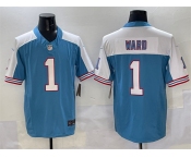 Men's Tennessee Titans #1 Cameron Ward Blue White 2025 Draft F.U.S.E. Vapor Limited Football Stitched Jersey