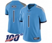 Men's Tennessee Titans #1 Warren Moon Light Blue Alternate Vapor Untouchable Limited Player 100th Season Football Jersey