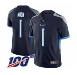 Men's Tennessee Titans #1 Warren Moon Navy Blue Team Color Vapor Untouchable Limited Player 100th Season Football Jersey