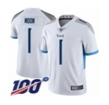 Men's Tennessee Titans #1 Warren Moon White Vapor Untouchable Limited Player 100th Season Football Jersey