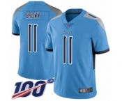 Men's Tennessee Titans #11 A.J. Brown Light Blue Alternate Vapor Untouchable Limited Player 100th Season Football Jersey