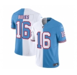 Men's Tennessee Titans #16 Treylon Burks White Blue 2023 F.U.S.E. Split Vapor Limited Throwback Football Stitched Jersey