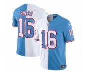 Men's Tennessee Titans #16 Treylon Burks White Blue 2023 F.U.S.E. Split Vapor Limited Throwback Football Stitched Jersey