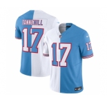 Men's Tennessee Titans #17 Ryan Tannehill White Blue 2023 F.U.S.E. Split Vapor Limited Throwback Football Stitched Jersey