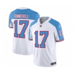 Men's Tennessee Titans #17 Ryan Tannehill White Blue 2023 F.U.S.E. Vapor Limited Throwback Football Stitched Jersey