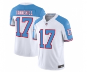 Men's Tennessee Titans #17 Ryan Tannehill White Blue 2023 F.U.S.E. Vapor Limited Throwback Football Stitched Jersey