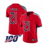 Men's Tennessee Titans #21 Malcolm Butler Limited Red Inverted Legend 100th Season Football Jersey