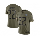 Men's Tennessee Titans #22 Derrick Henry 2022 Olive Salute To Service Limited Stitched Jersey