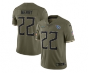 Men's Tennessee Titans #22 Derrick Henry 2022 Olive Salute To Service Limited Stitched Jersey